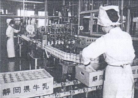 静岡県乳業の瓶詰めライン(昭和41年頃)